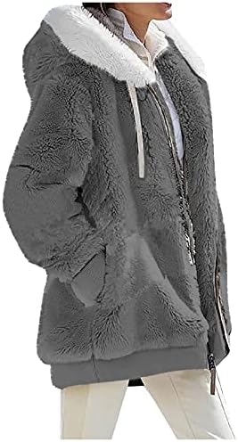 FOVIGUO Дамско Зимно палто, Зимни Пуловери за жени с Качулка и Дълъг Ръкав, Класически Мек Пуловер с V-образно деколте,
