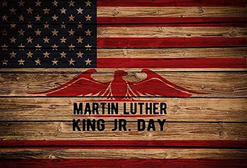 Имам една Мечта, Фон с флага на САЩ, Винил Фон 5x3ft Econ, Портрет на Мартин Лутър Кинг-младши, отпечатани върху дървен