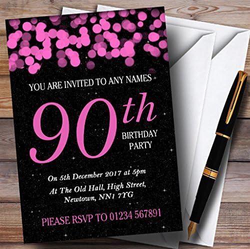 Персонални Покани на парти в чест на 90-годишнината на Pink Bokeh & Stars
