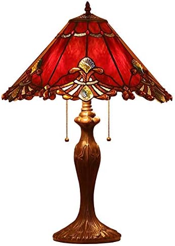 Bieye L10024 Настолна Лампа от Витражного стъкло в бароков стил Тифани с Абажуром ръчно изработени Ширина 17 см за Прикроватной