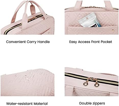Чанта за тоалетни принадлежности BAGSMART с Рулоном-Организатора за Бижута, Розово