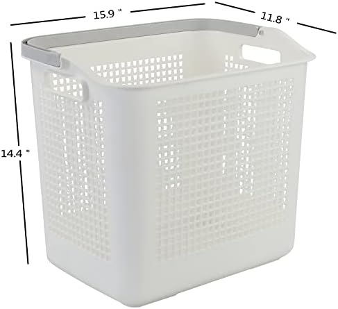 Пластмасови Кошници за бельо Bringer обем 35 литра с дръжка, кош за мръсно бельо от 4 опаковки, Бяла