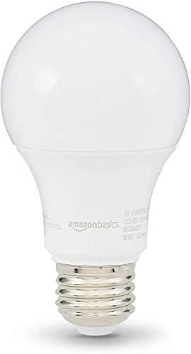 Basics Еквивалент на 60 W, 3000 До Бели на цвят, С регулируема яркост, срок на експлоатация 10 000 часа Led лампа A19 | 6 бр. в опаковка