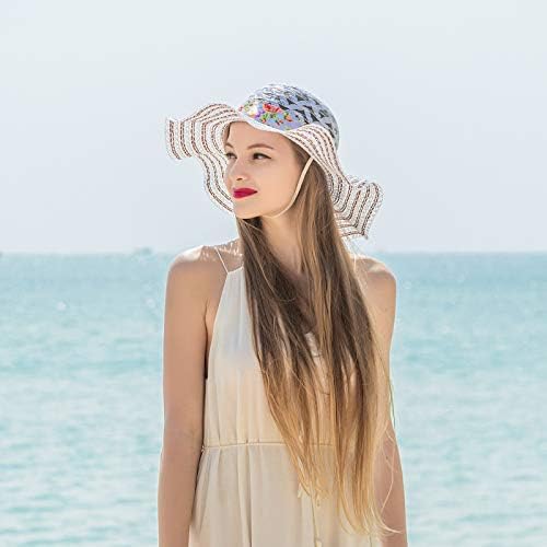 Дамска сламена шапка NEARTIME от слънцето с широка периферия, лятна шапка с защита от uv UPF 50, сгъваема плажна шапка