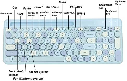 Цветни Bluetooth Клавиатура GOWENIC, Компактна Безжична Клавиатура за пишеща машина, Преносима 100 Ключови за Боядисана