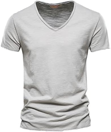 Мъжки тениски Ymosrh, Популярни Памучни Тениски с V-образно деколте и къс ръкав, Тениски за мъже