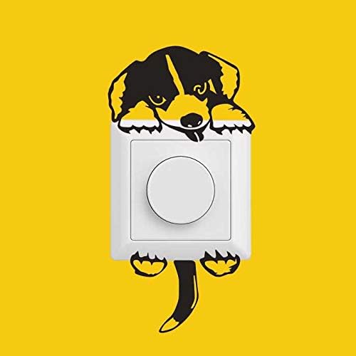 2 елемента Етикети На Ключа за лампата Очарователна Малка Черна Куче Домашен Любимец С Шарките на Стенни Стикер На Вратата Декор Художествена Живопис Детска Стая