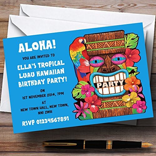Персонални Покани на парти в Син Тропически Luau По-Гавайски