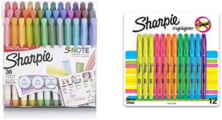 Маркери за творчество SHARPIE S-Note, Маркери в различни цветове, на Върха на длетото, 36 броя, Маркери в стил Pocket