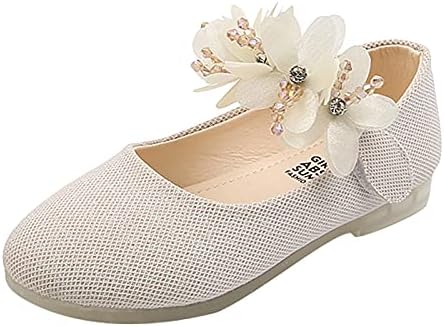 Обувки с цветя модел за малки момичета; Сватбени обувки Мери Джейн; балет апартаменти без обков с цветен модел за шаферките; Вечерни учебни обувки (бежово, 3,5-4 годин?