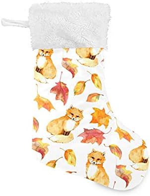 Есенни Коледни Чорапи с Лисьими Листа, Големи Коледни Чорапи за Коледното Трапезария, Елха, Висящи Чорапи за Камината