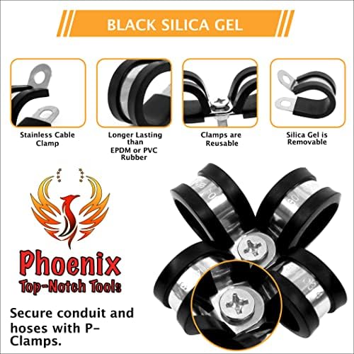 Phoenix Първокласни Инструменти 25 X 1 1/2 Пакет от 304 Неръждаема Стомана С черна Силикагелевой Гумена Изолация Кабелни