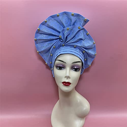 QliHut Луксозен Нигерийски Прическа Aso Oke, Вече Изработени Африкански шапки, Дамски Превръзки За глава, Тюрбан, Шапка