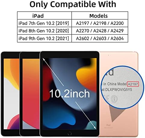 Калъф DUNNO за iPad 9th 8th 7th поколение (10,2 инча, версия 2021/2020/2019), устойчив на удари калъф за iPad 10,2 с
