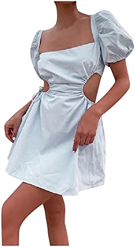 Летни рокли WYTong за жени, темпераментен туника, еластично бельо регулируема рокля с отворен гръб, Макси рокля