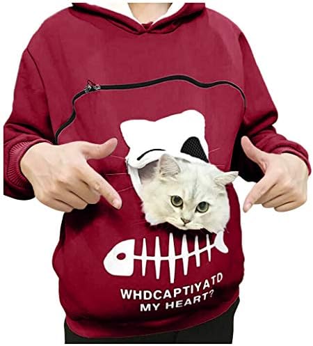 Дамски дебела тениска с изображение на котка, дишаща блуза, блузи, качулка, дамска чанта, пуловер, дамски ежедневни тениска