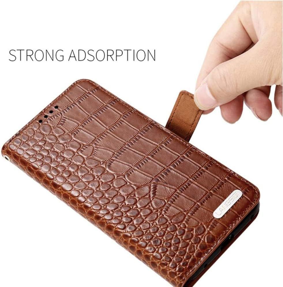 Калъф-сгъваем SERDAS с магнитна закопчалка, една чанта-портфейл от естествена кожа с текстура на крокодил, с отделения за карти и слот за пари за Apple iPhone Xs / Xr / Xs Max (Цвят: