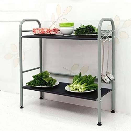 Кухненски рафт НА Racks, 2 Слоя Многофункционален стелажи за съхранение и облицовки от Въглеродна стомана, 60x25x60 см (Цвят: A)