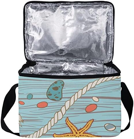 Дамски Чанта за Обяд GUEROTKR, Мъжки Кутия За Обяд, Изолирано Чанта За Обяд, мивка морски звезди със син модел