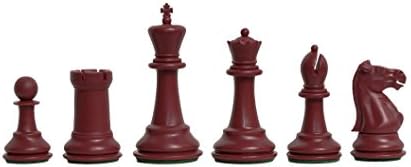 The House of Staunton - Набор от пластмасови шах Marshall - Само на фигурата - 3,75 King - Червено и натурален
