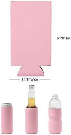 Snertz 8 Опаковки Тънка Розова Заготовка За сублимация с ръцете си Здрав, сгъваем, Изолиран Неопреновый Тесен Титуляр за кутии за бира, Сода Вода Кулата с охлаждащ ръка