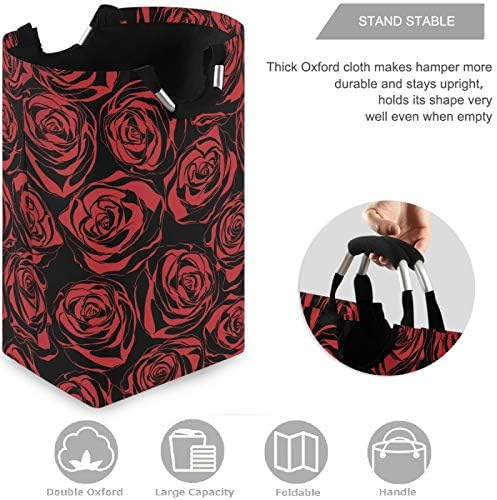 visesunny Кошница За дрехи с Голям Капацитет, Червена Роза, Напълно Отпечатани Кошница за Съхранение от Плат Оксфорд