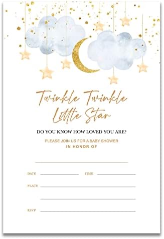 YIDOU Туинкъл Мерцающая Малка Звездичка Покани на парти в чест на раждането на Звезди Облак Детски Душ Попълнете Покани