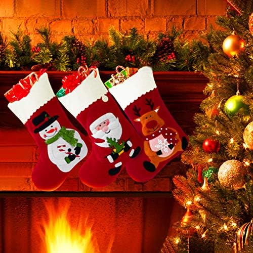 Коледни чорапи от червен филц PATKAW 6 бр 28X13, 5X0. 5 см Коледни Детски Подаръчни Чанти за Отглеждане и Коледни Окачени