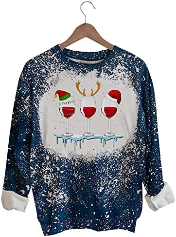 Дамски Блузи с Кръгло деколте, Модни Свободните Пуловери С Коледните Принтом, Блузи с Дълги Ръкави, Графични Ежедневни Блузи