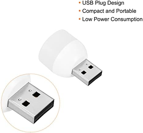 PATIKIL USB лека нощ, 4 опаковки, Преносим Мини-Led Лампа с мощност 1 W за Дома, за Четене, Сън, Къмпинг, Бял, Топъл