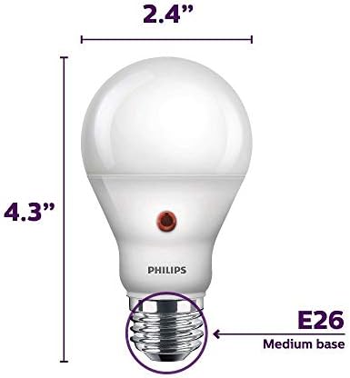 Philips LED 466565 BC8A19/AMB/827/ND D2D 120 В 4/1 Еквивалент на 60 W, Мека бяла Led лампа A19 от Здрач до Зори За помещения