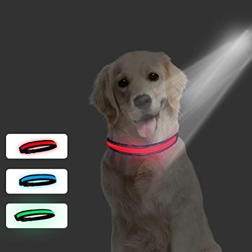 Led Яка COMOIL за кучета, която се презарежда чрез USB, Водоустойчив Светещи Нашийници за Кучета, Регулируем Светлинен