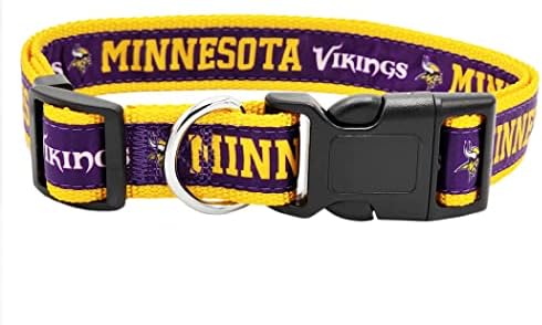 Нашийник за домашни любимци NFL Minnesota Vikings Dog Collar, Голяма Яка отбор по футбол за кучета и котки. Блестящ и