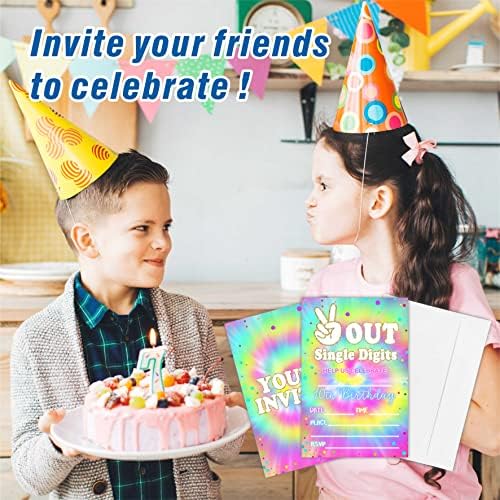 Покани 10-ти рожден ден Вратовръзка Боядисват, Двустранни карти, с пълнеж от едноцифрени числа За парти по случай рожден