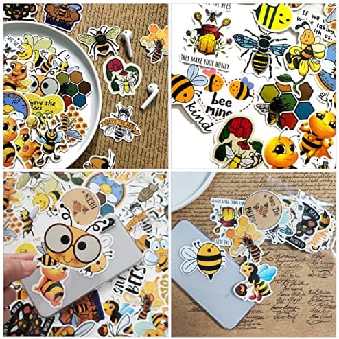 Mobestech Етикети за детски куфар за Лаптоп, 100 бр. Стикери с пчели за Деца, Етикети с Пчели на стената, Етикети с Пчели