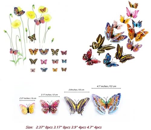 24шт Светещи 3D Цветни Стикери за Стена С Пеперуди, Стикери За Стена с Пеперуди Красят Детска Спалня и Стая Декор Стенни