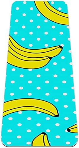 Килимче за йога с дебелина 6 мм, в Синьо Грах с банан принтом, Екологично Чисти Постелки за упражнения от ТПЭ, Подложка