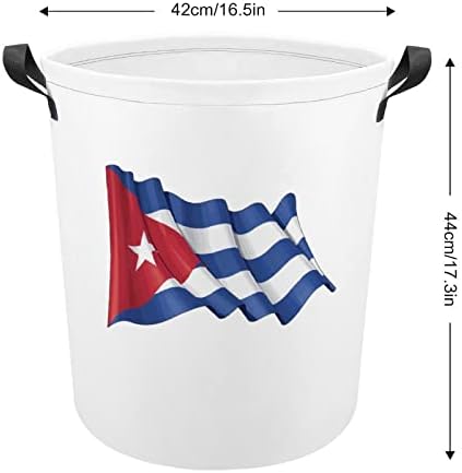 Флаг на Куба Голяма Кошница за Дрехи, Чанта за Пране с Дръжки за Общежития на Колежа, Преносим