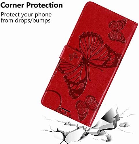 Чанта-портфейл MEUPZZK за LG K51/ LG Q51/LG Reflect от изкуствена кожа премиум-клас с отпечатан във формата на пеперуда
