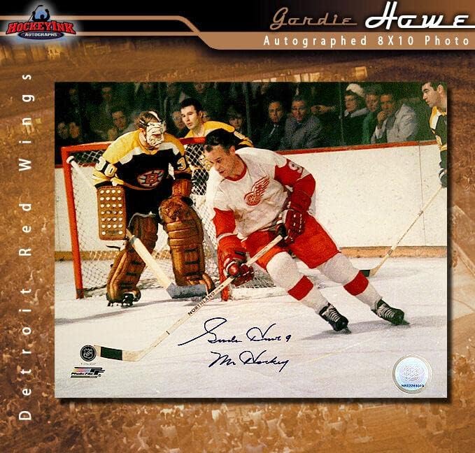 Горди Хоу ПОДПИСА снимка на Детройт Ред Уингс 8 x 10 -70435 - Снимки на НХЛ с автограф