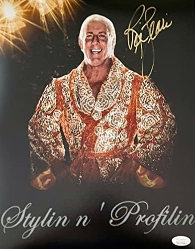 Рик Флэр Подписа Снимка 11x14 с Автограф от JSA Authentic WWE WCW 9 - Снимки Рестлинга С автограф
