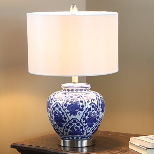 Настолна лампа от Цветна Керамика Décor Therapy TL7912, Синьо /Бяло