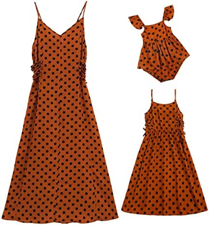 Едни и същи рокли за мама и мен, Леопардовое Рокля Midi Без ръкави на точки с Цветни Набори и Волани, Летни Дрехи за