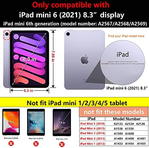 UUcovers Нов калъф за iPad Mini 6 8,3-инчов модел 2021 година, калъф за iPad Mini 6-то поколение, Тънък е Лесна Трехстворчатая
