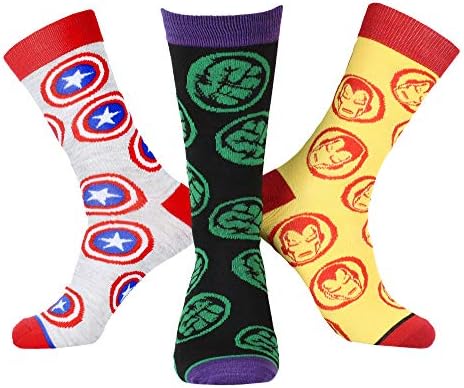Чорапи Marvel Отмъстителите Железния Човек, Капитан Америка, Хълк Мъжки Чорапи С Логото на Супергерой 3 Опаковки До средата