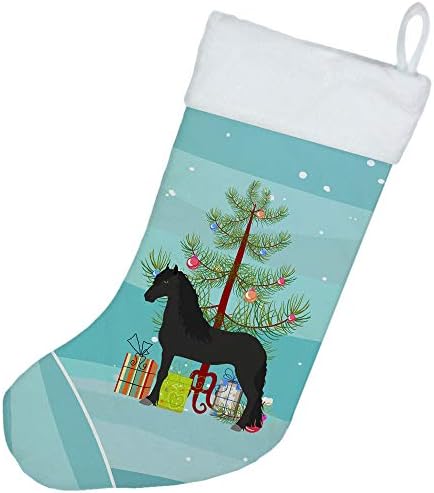Carolin's Treasures BB9282CS Коледна Фризская Кон Коледни Чорапи, Тюркоаз Цвят, Чорапи за висящи пред Камината, Коледен