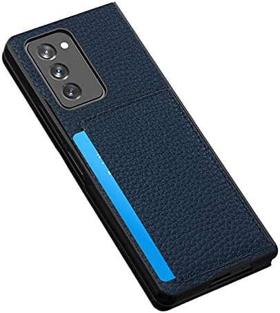 KIHUWEY е Съвместим с Samsung Galaxy Fold 2 Чанта-портфейл от естествена кожа с държач за карти, Защитен калъф от надраскване,
