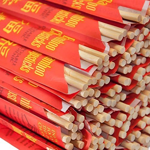 Пакет от 240 двойки за Еднократна употреба Бамбукови пръчки за хранене premium с 9-инчови ръкави и отделяне, изработени