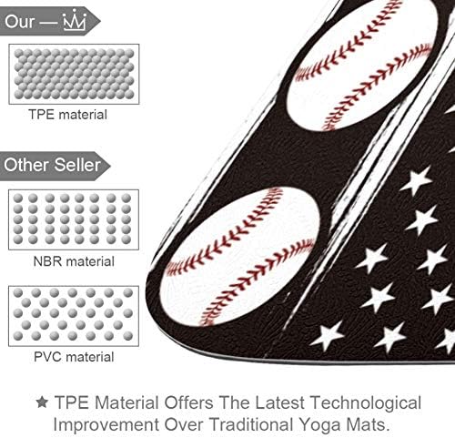 DJROW килимче За Йога, Бейзбол, Американски Флаг Натурален Подложка За Упражнения Пилатес Екологично Чист Подложка За