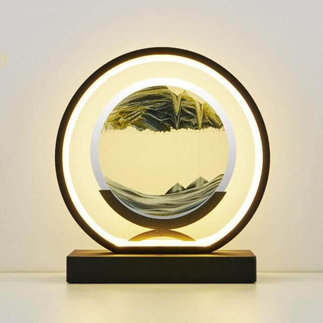 JJRY Креативна Настолна Лампа с Зыбучими Пясъци, движещ Се Пясък, Художествена Картина, 3D Пясъчен Часовник, Дълбоководно